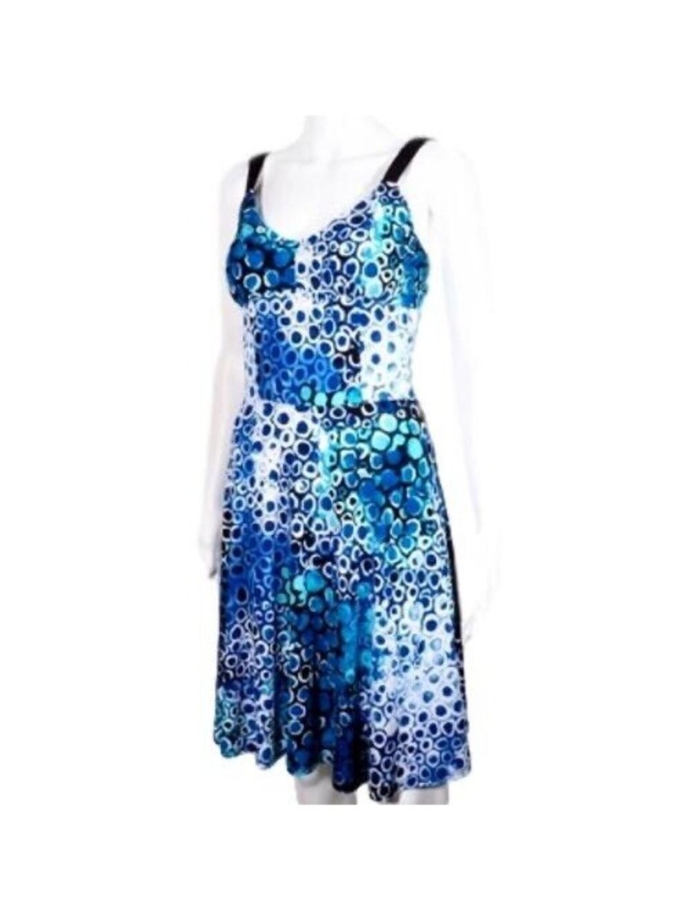 Papillon Blanc Dress Womens Size 4 P A Line Sleeveless Blue Black White Lined - Picture 3 of 10